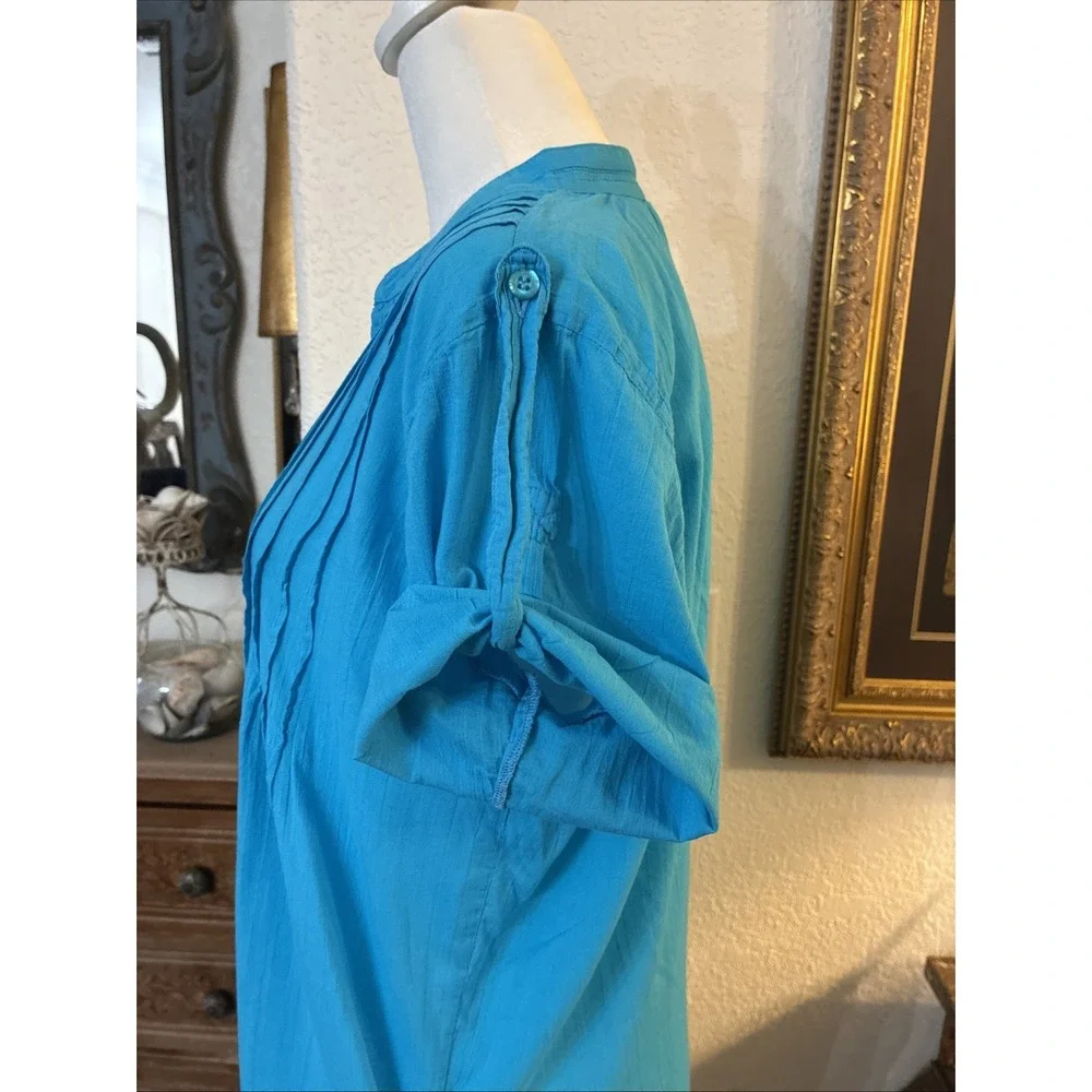 Lauren Ralph Lauren Turquoise Cotton Swim Coverup Tunic Small 100% Cotton